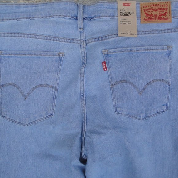 Levi's 721 High Rise Skinny Women's Size 18 M soft light wash NWT - Picture 7 of 14